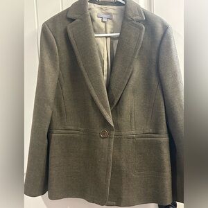 Ann Taylor Wool Army Green Blazer Jacket